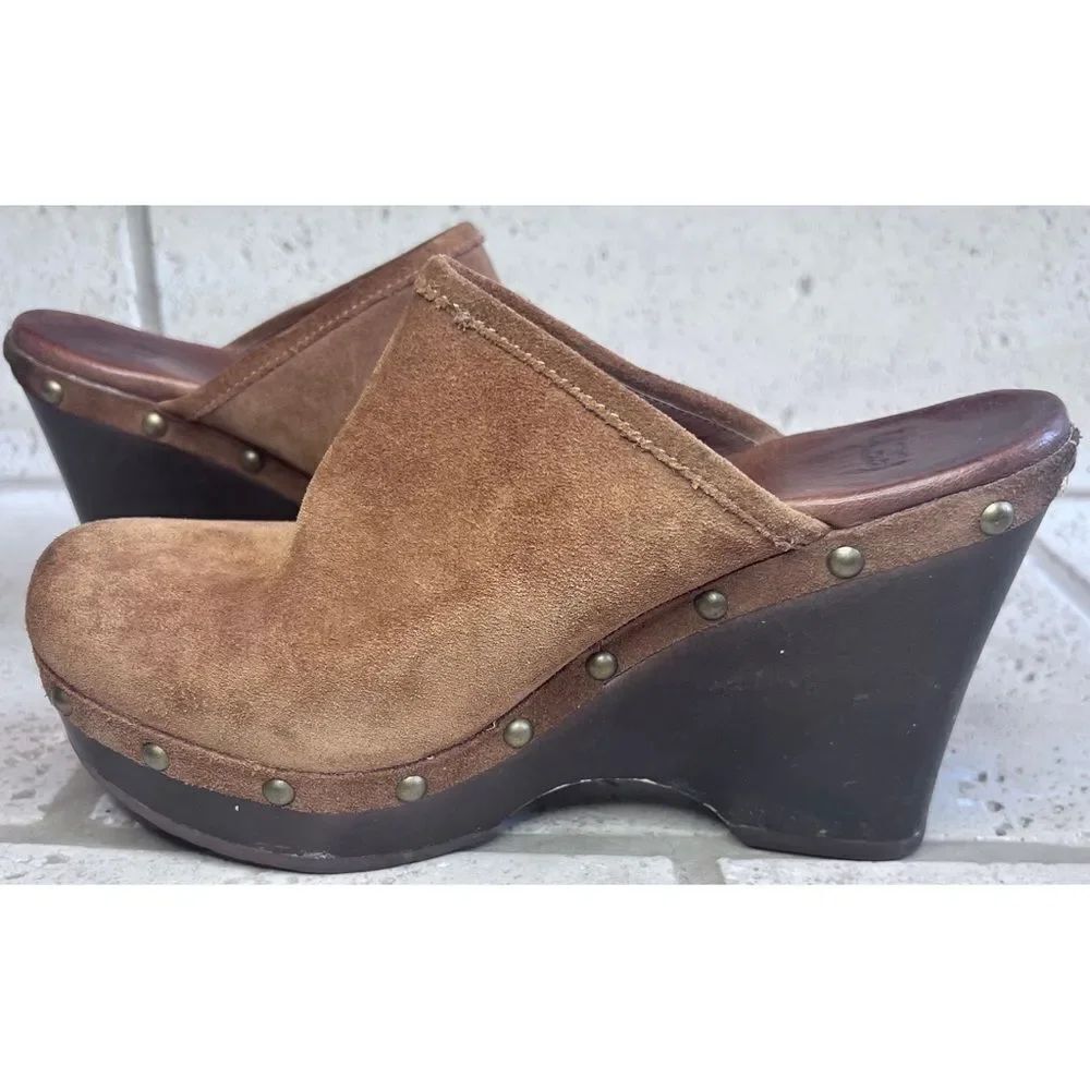Ugg Marsalis chestnut suede clog wedges Size 6